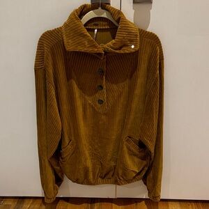 Free People Stretchy Corduroy Pullover with Button Detail